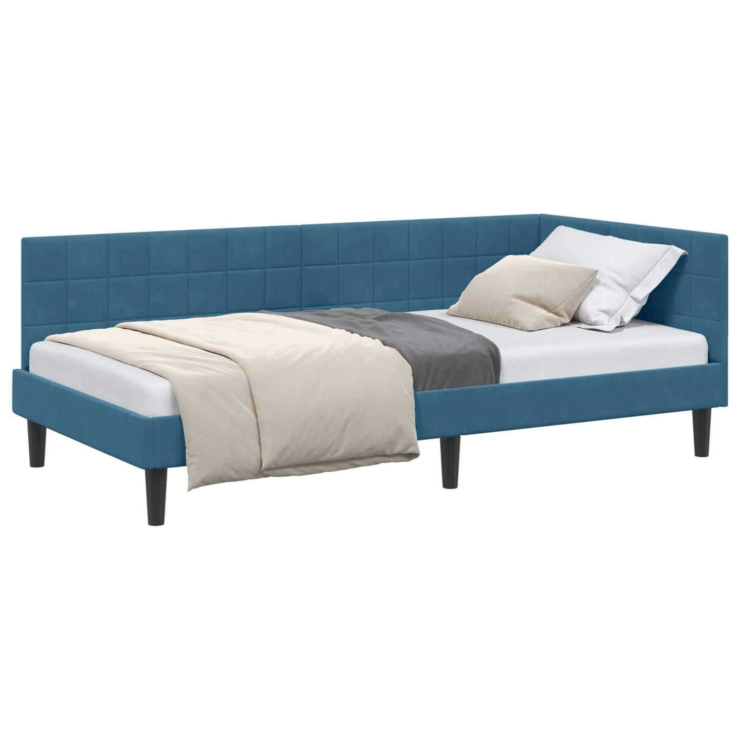 Hoekbedframe met hoofdeinde Blauw 100 cm x 200 cm Fluweel is nu te koop bij PeponiXL, paradijselijk wonen!