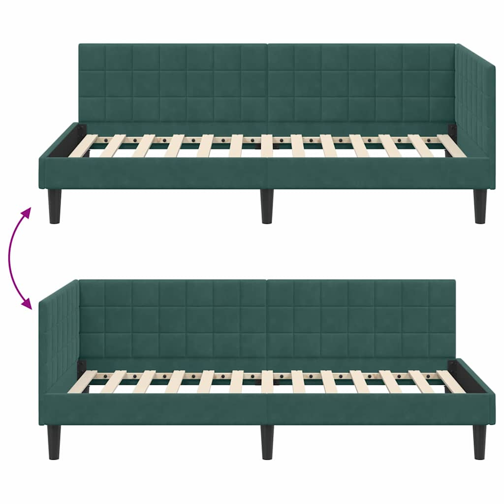 Hoekbedframe met hoofdeinde Donkergroen 100 cm x 200 cm Fluweel is nu te koop bij PeponiXL, paradijselijk wonen!
