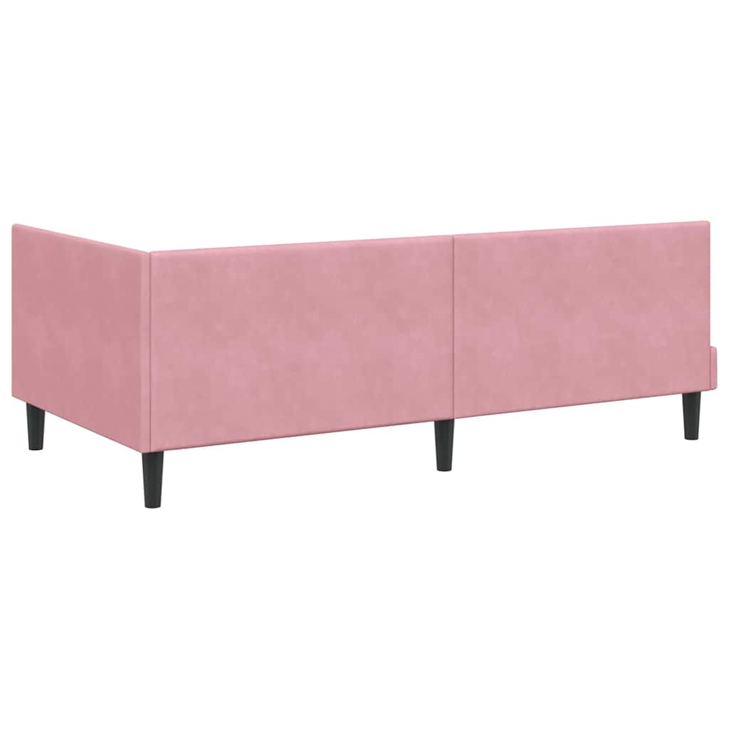 Hoekbedframe met hoofdeinde Roze 100 cm x 200 cm Fluweel is nu te koop bij PeponiXL, paradijselijk wonen!