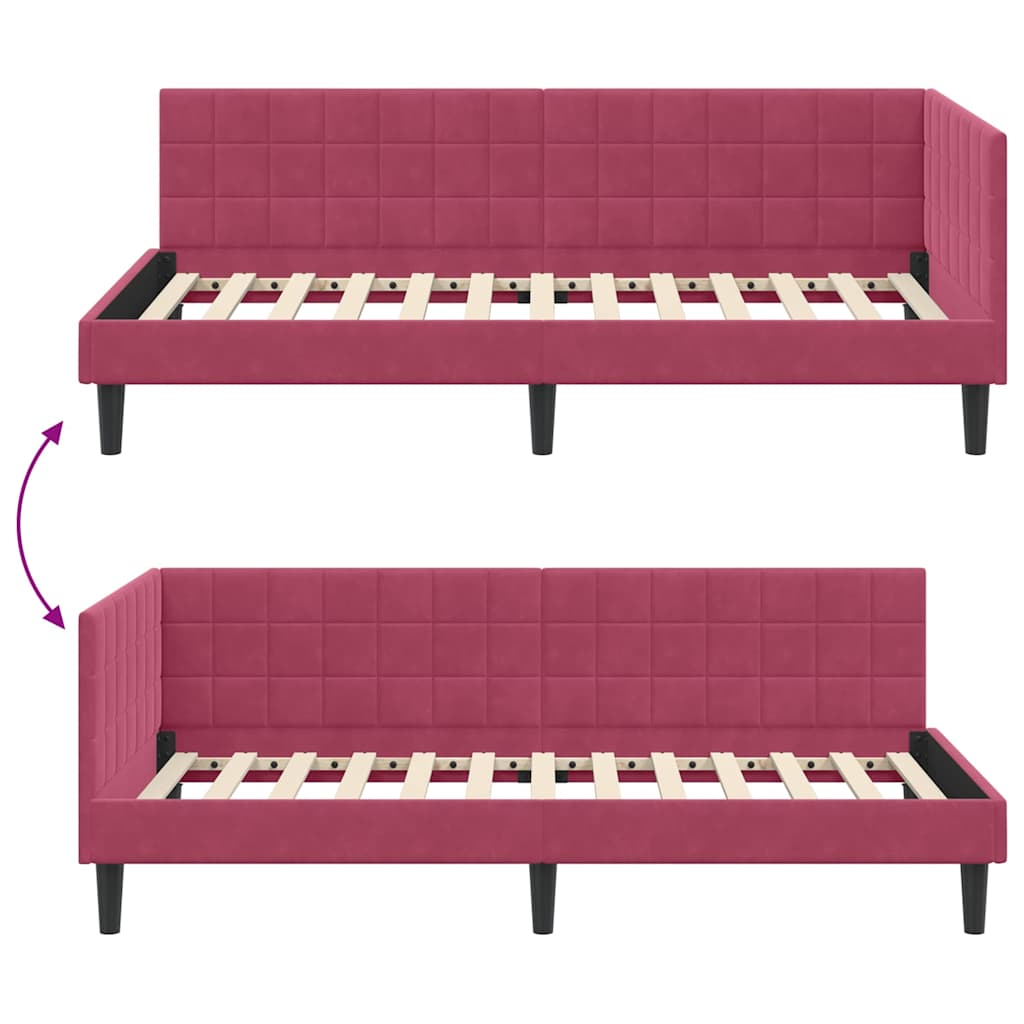 Hoekbedframe met hoofdeinde Wijnrood 100 cm x 200 cm Fluweel is nu te koop bij PeponiXL, paradijselijk wonen!
