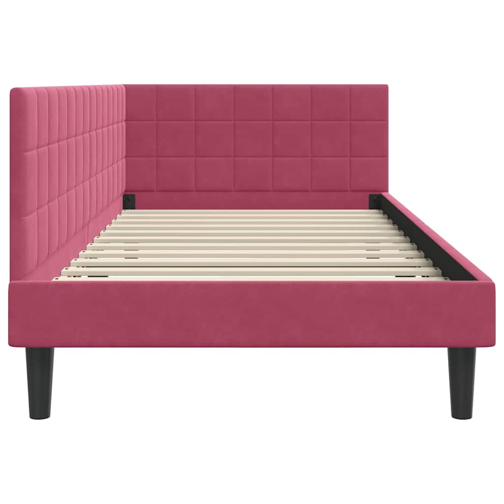 Hoekbedframe met hoofdeinde Wijnrood 100 cm x 200 cm Fluweel is nu te koop bij PeponiXL, paradijselijk wonen!