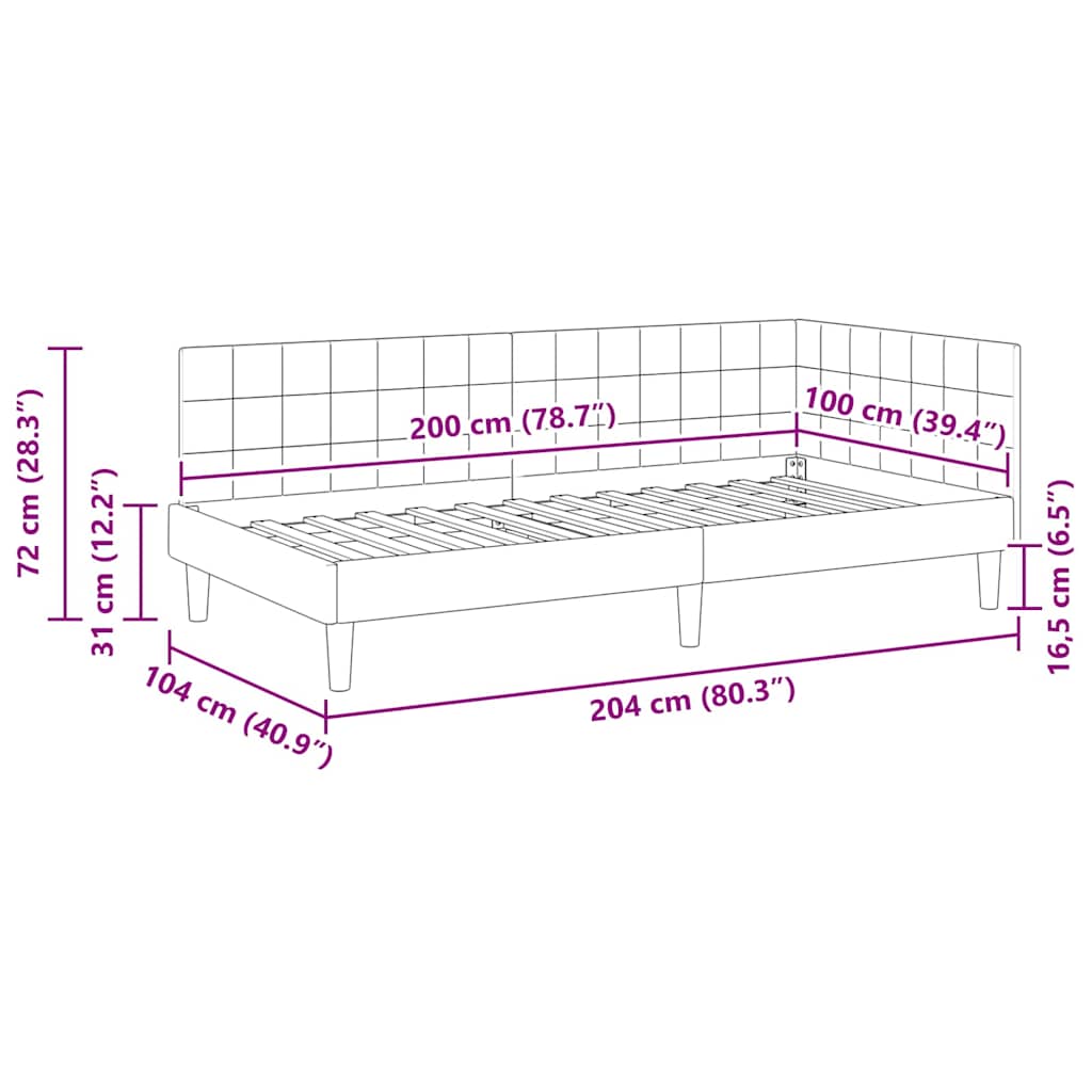 Hoekbedframe met hoofdeinde Wijnrood 100 cm x 200 cm Fluweel is nu te koop bij PeponiXL, paradijselijk wonen!