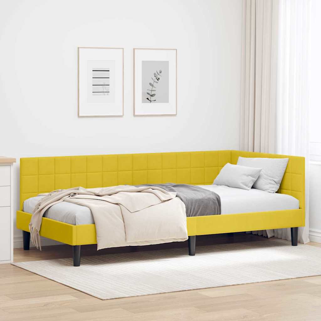 Hoekbedframe met hoofdeinde Geel 100 cm x 200 cm Fluweel is nu te koop bij PeponiXL, paradijselijk wonen!