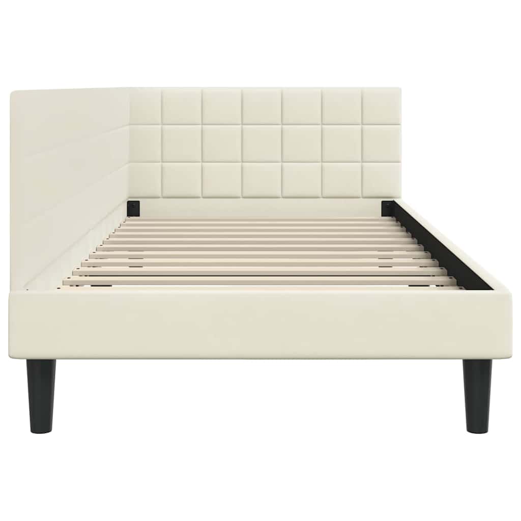 Hoekbedframe met hoofdeinde Crème 100 cm x 200 cm Fluweel is nu te koop bij PeponiXL, paradijselijk wonen!
