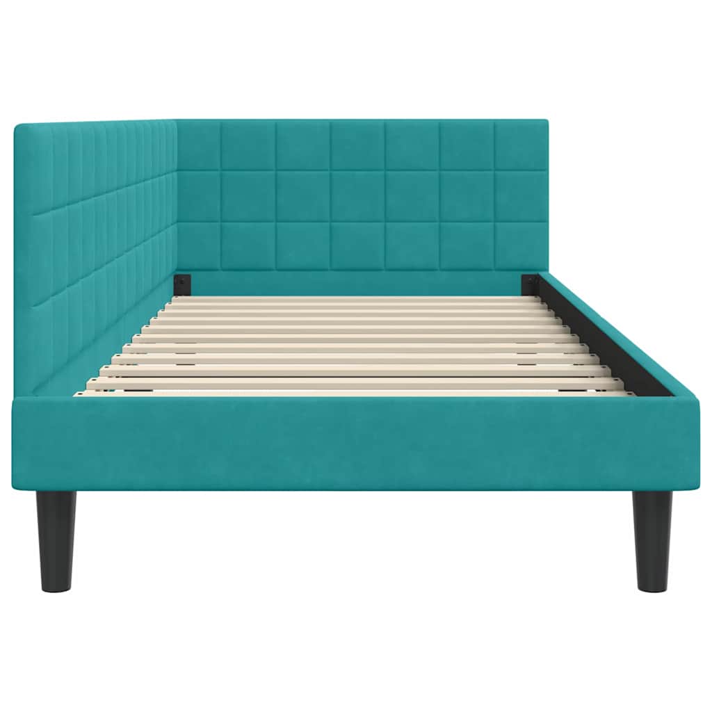 Hoekbedframe met hoofdeinde Turquoise 100 cm x 200 cm Fluweel is nu te koop bij PeponiXL, paradijselijk wonen!