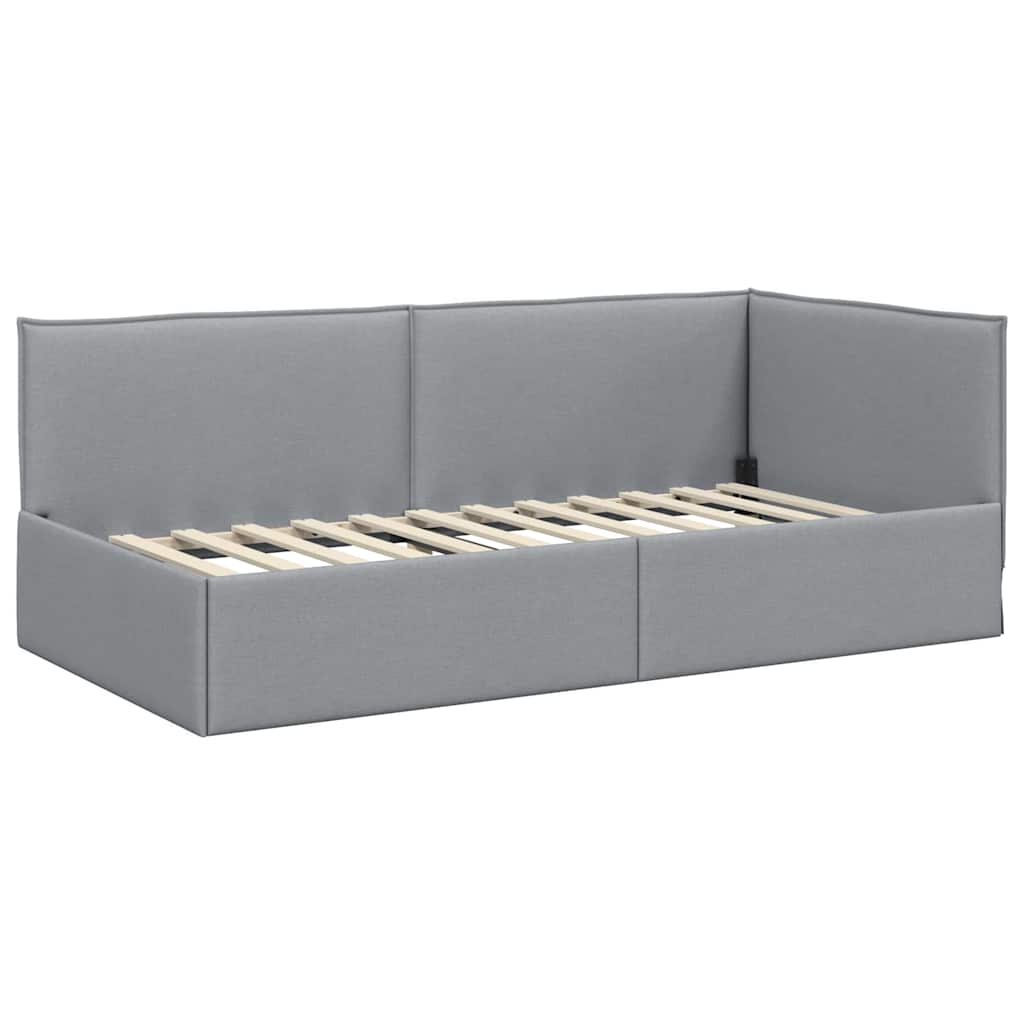 Hoekbedframe met hoofdeinde Lichtgrijs 80 x 200 cm Stof is nu te koop bij PeponiXL, paradijselijk wonen!
