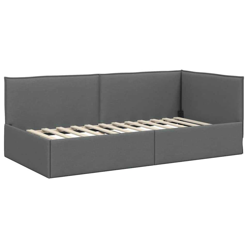 Hoekbedframe met hoofdeinde Donkergrijs 80 x 200 cm Stof is nu te koop bij PeponiXL, paradijselijk wonen!