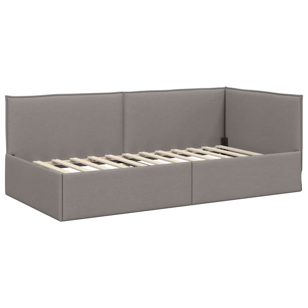 Hoekbedframe met hoofdeinde Taupe 80 x 200 cm Stof is nu te koop bij PeponiXL, paradijselijk wonen!