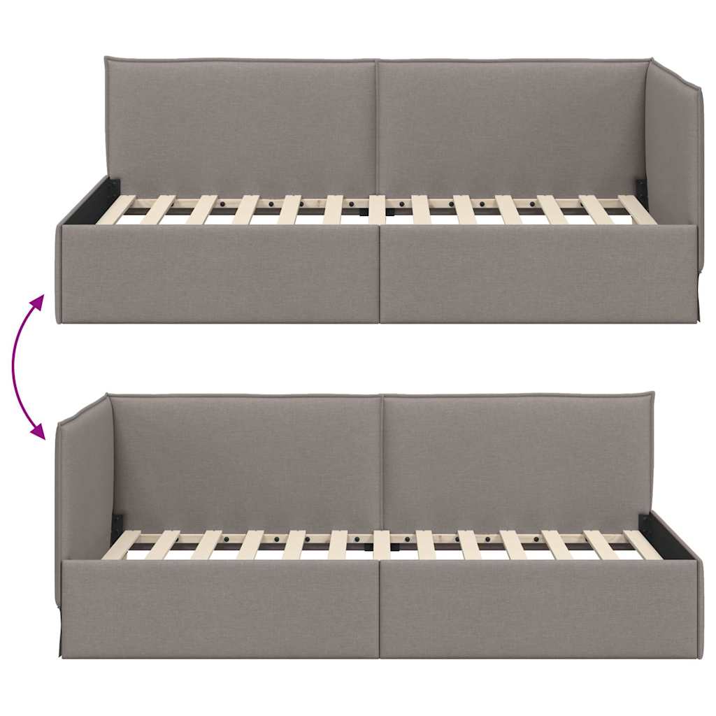 Hoekbedframe met hoofdeinde Taupe 80 x 200 cm Stof is nu te koop bij PeponiXL, paradijselijk wonen!