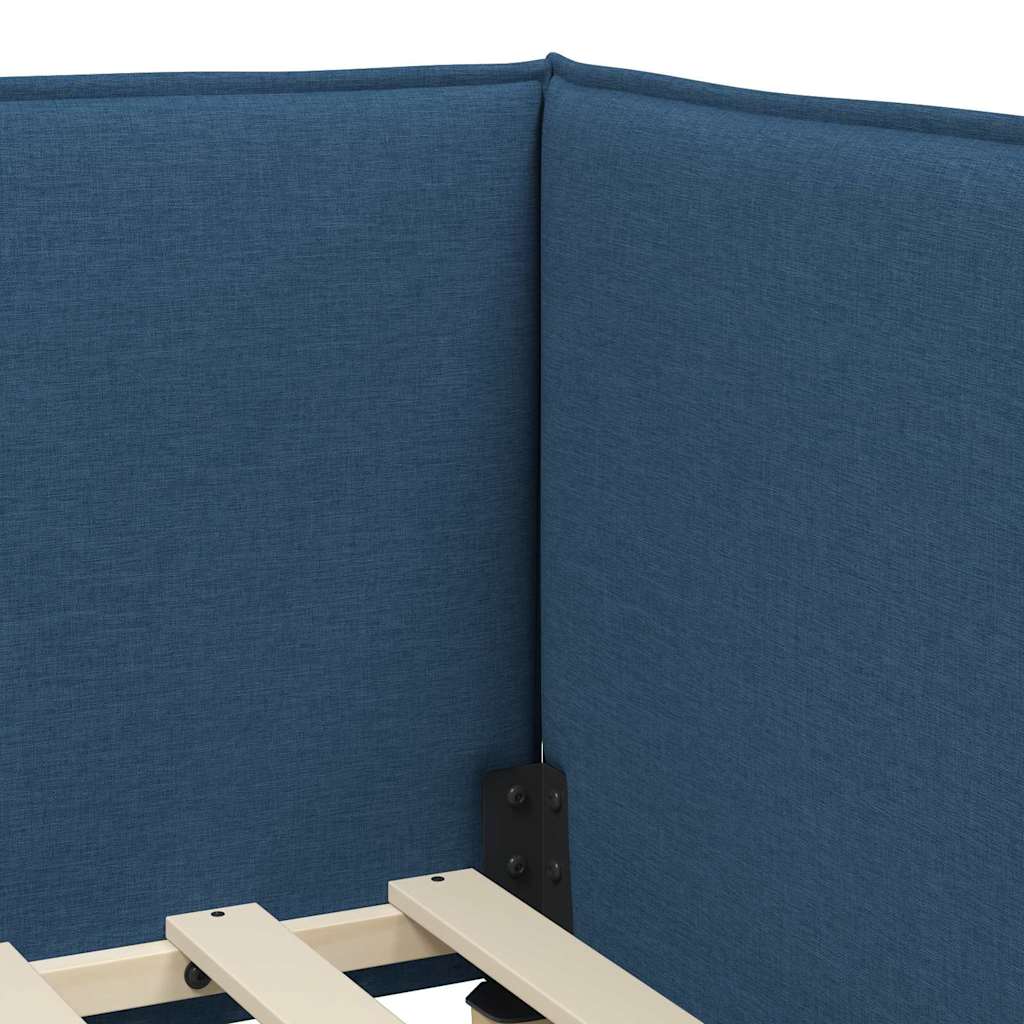 Hoekbedframe met hoofdeinde Blauw 80 x 200 cm Stof is nu te koop bij PeponiXL, paradijselijk wonen!