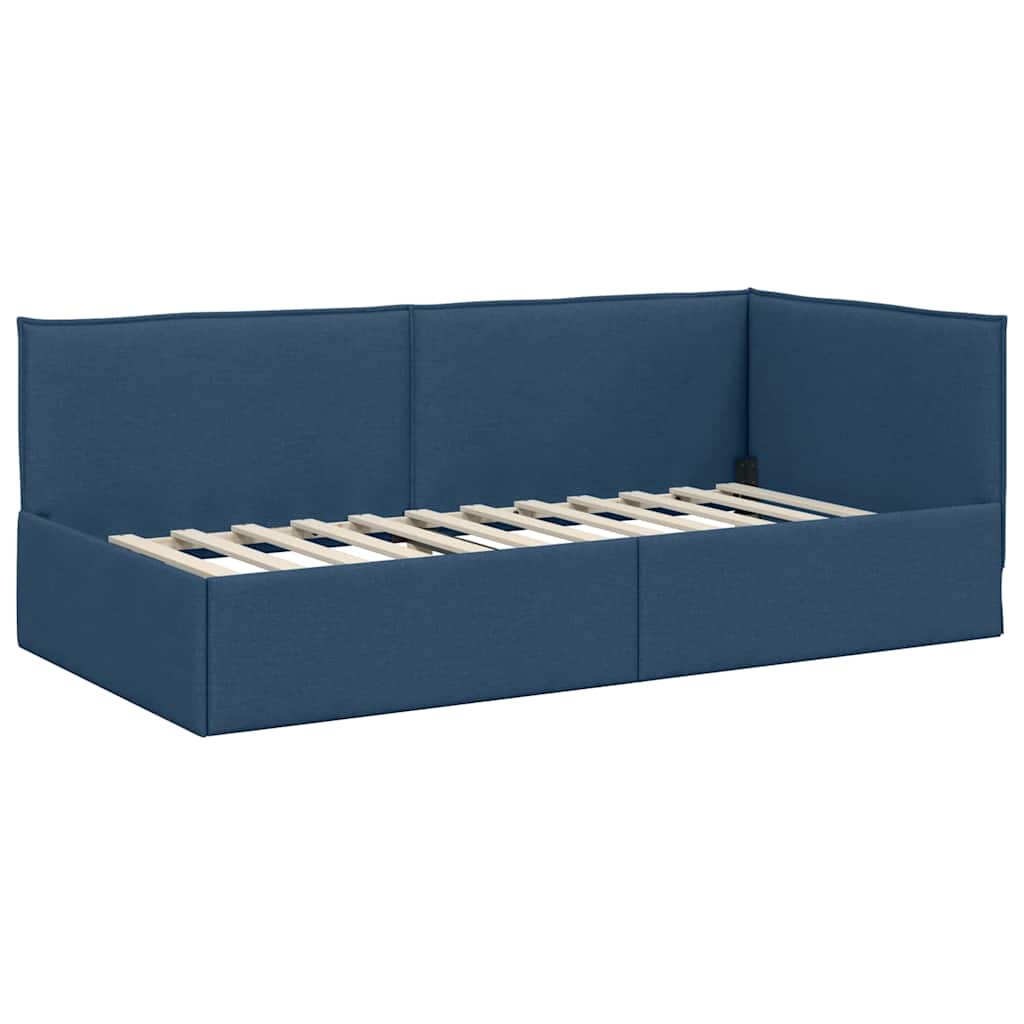 Hoekbedframe met hoofdeinde Blauw 80 x 200 cm Stof is nu te koop bij PeponiXL, paradijselijk wonen!