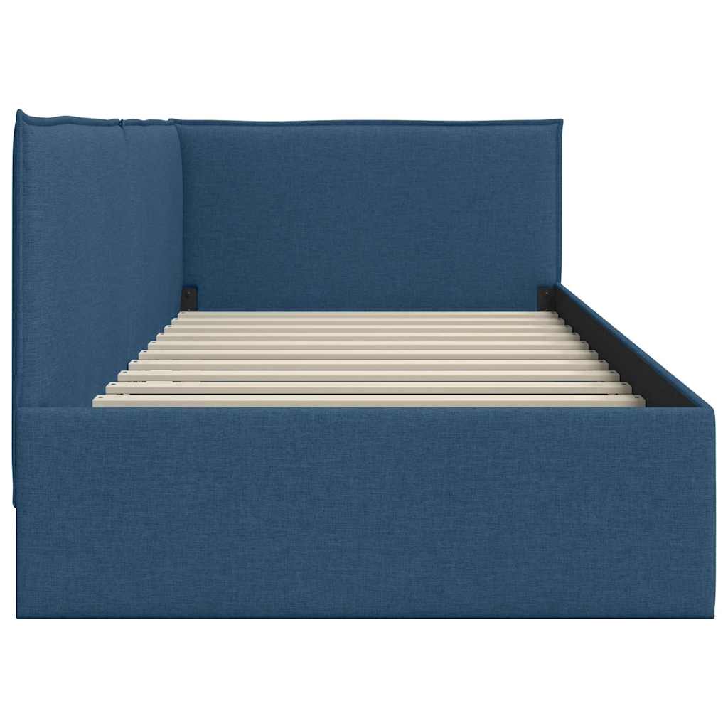 Hoekbedframe met hoofdeinde Blauw 80 x 200 cm Stof is nu te koop bij PeponiXL, paradijselijk wonen!
