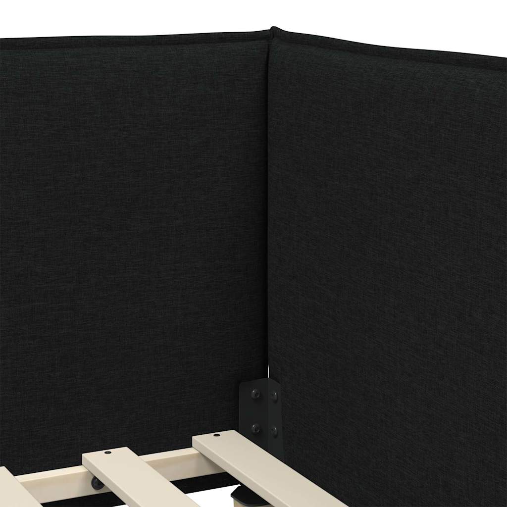 Hoekbedframe met hoofdeinde Zwart 90 x 190 cm Stof is nu te koop bij PeponiXL, paradijselijk wonen!