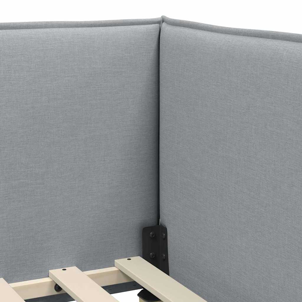 Hoekbedframe met hoofdeinde Lichtgrijs 90 x 200 cm Stof is nu te koop bij PeponiXL, paradijselijk wonen!