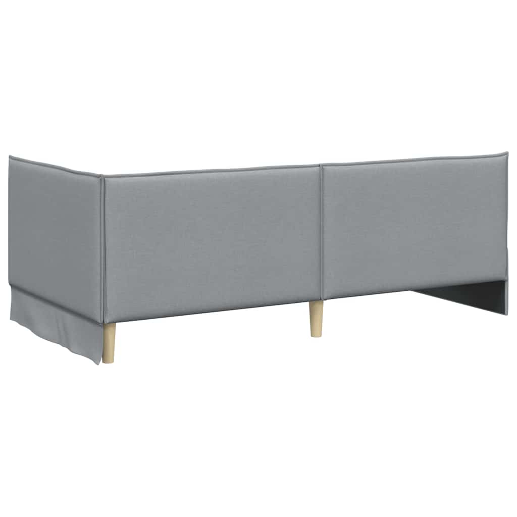 Hoekbedframe met hoofdeinde Lichtgrijs 90 x 200 cm Stof is nu te koop bij PeponiXL, paradijselijk wonen!