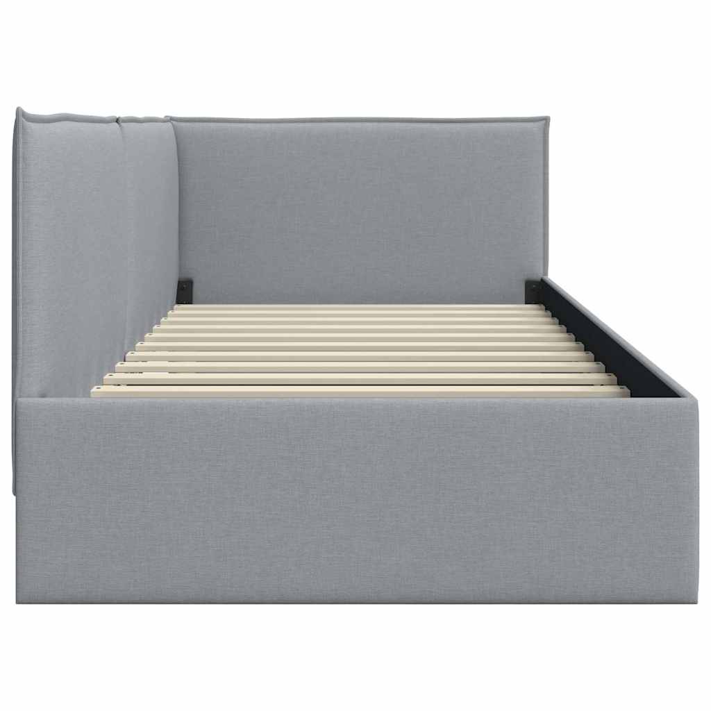 Hoekbedframe met hoofdeinde Lichtgrijs 90 x 200 cm Stof is nu te koop bij PeponiXL, paradijselijk wonen!
