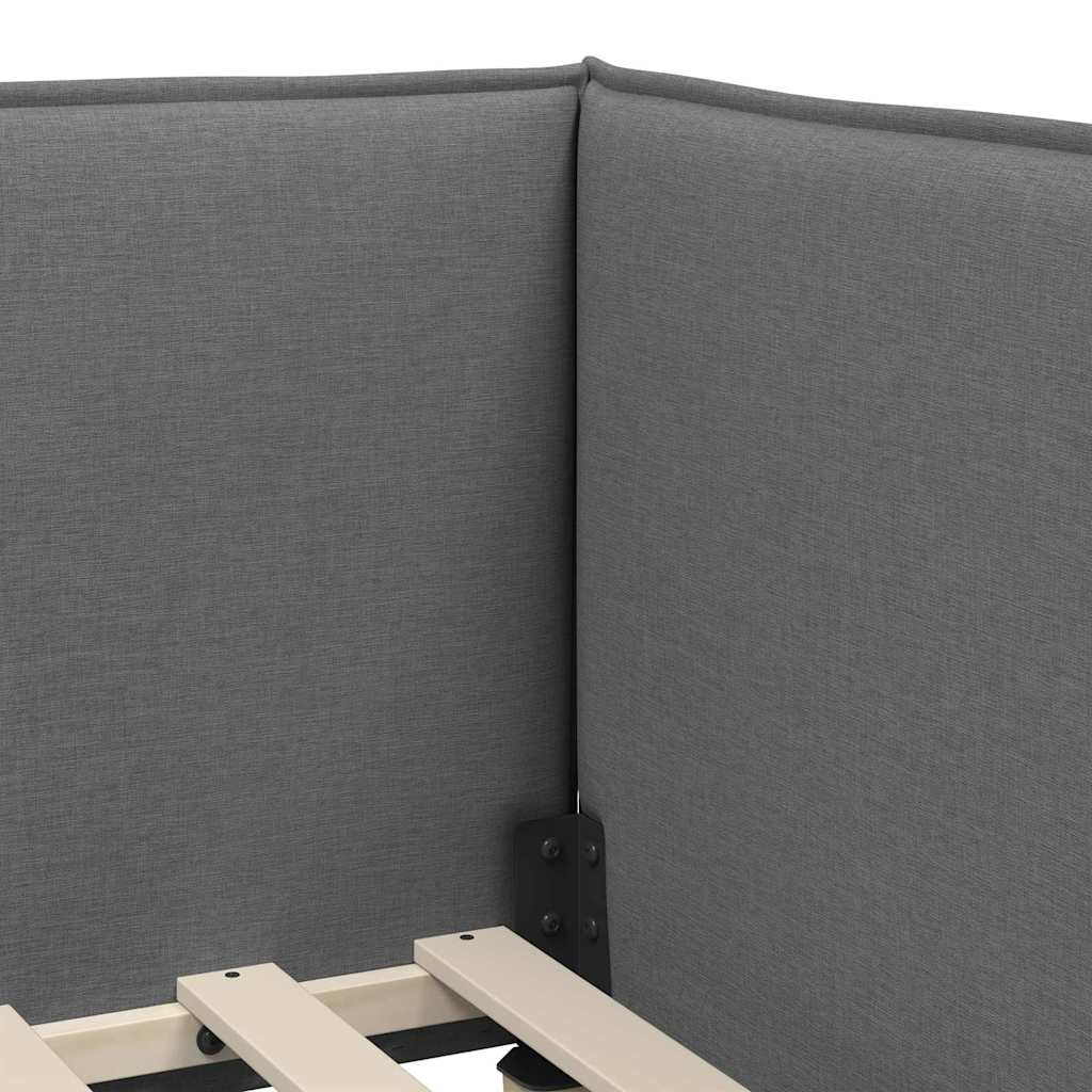 Hoekbedframe met hoofdeinde Donkergrijs 90 x 200 cm Stof