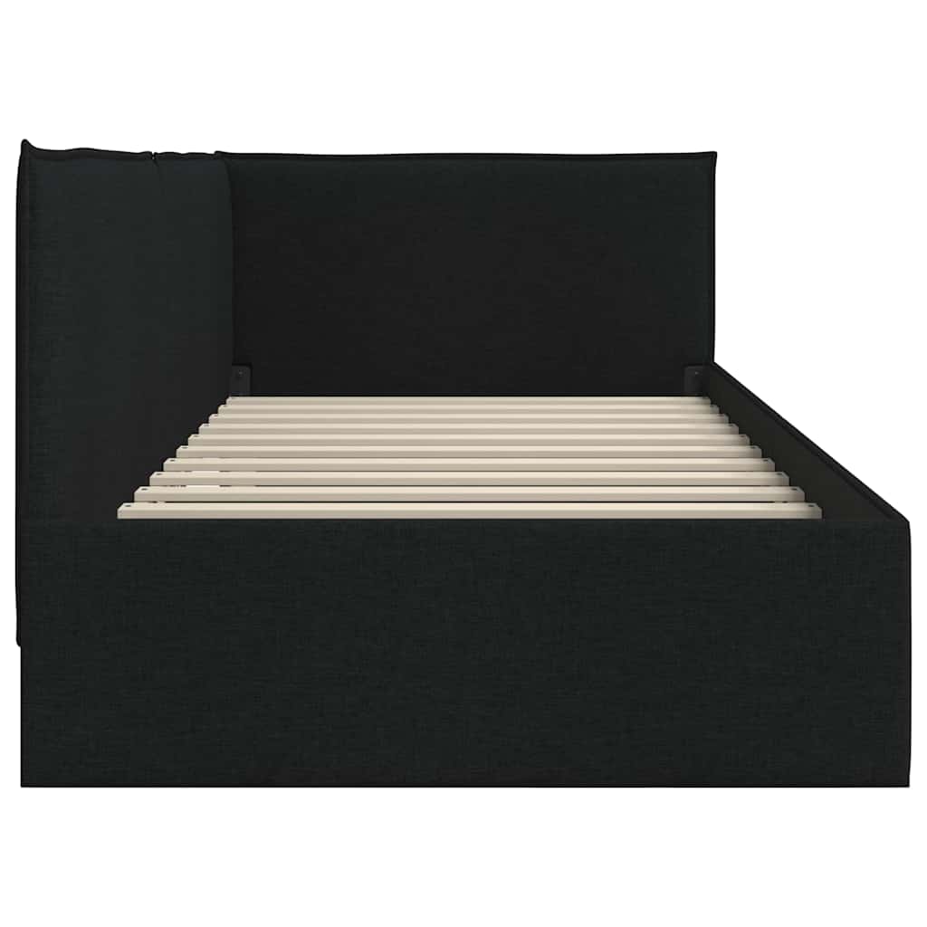 Hoekbedframe met hoofdeinde Zwart 90 x 200 cm Stof is nu te koop bij PeponiXL, paradijselijk wonen!