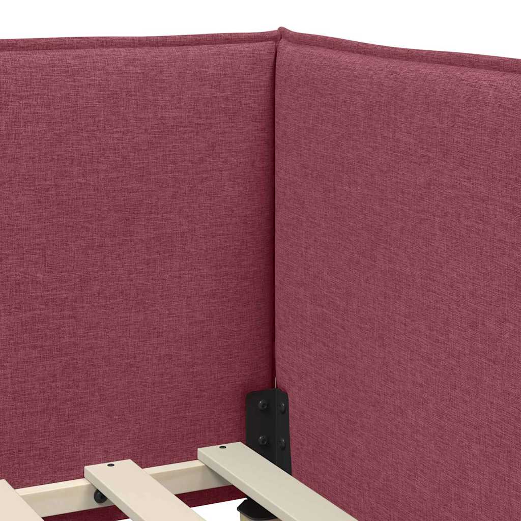 Hoekbedframe met hoofdeinde Wijnrood 90 x 200 cm Stof is nu te koop bij PeponiXL, paradijselijk wonen!