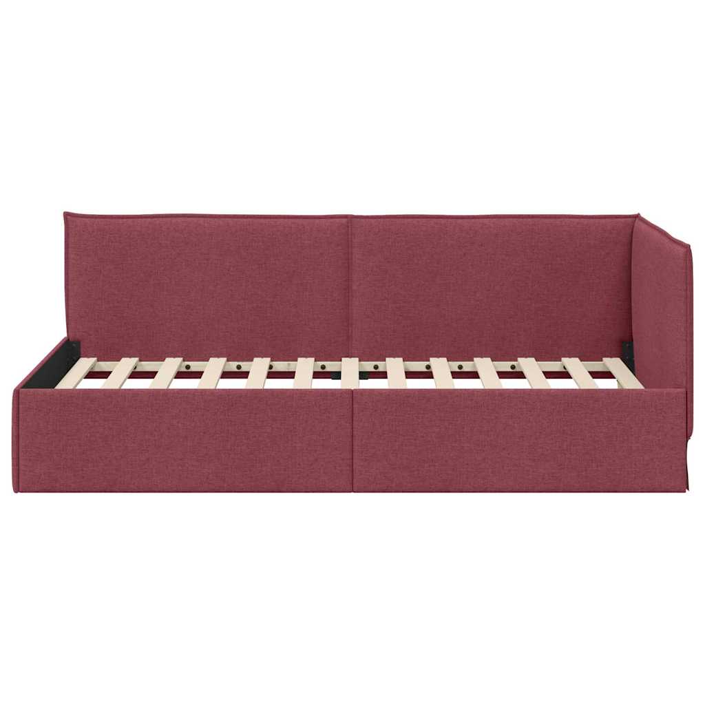 Hoekbedframe met hoofdeinde Wijnrood 90 x 200 cm Stof is nu te koop bij PeponiXL, paradijselijk wonen!