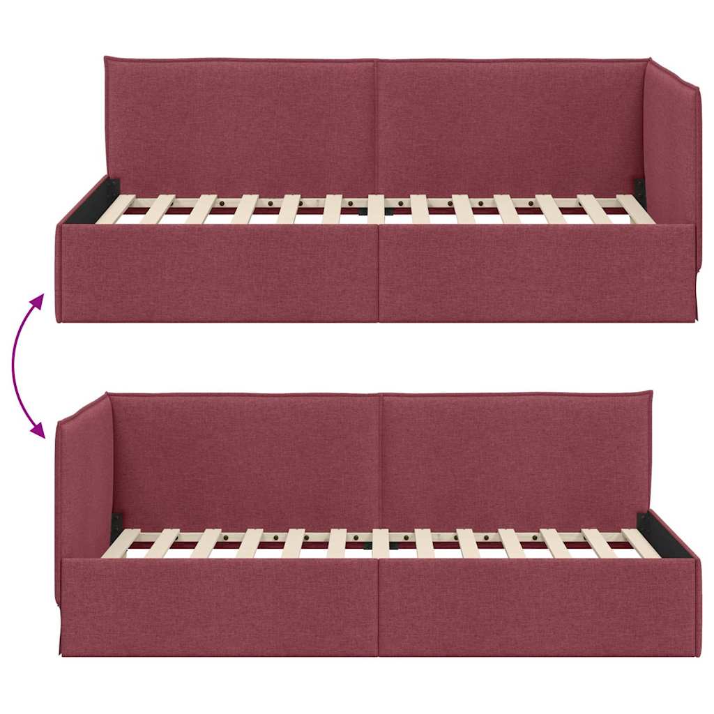Hoekbedframe met hoofdeinde Wijnrood 90 x 200 cm Stof is nu te koop bij PeponiXL, paradijselijk wonen!