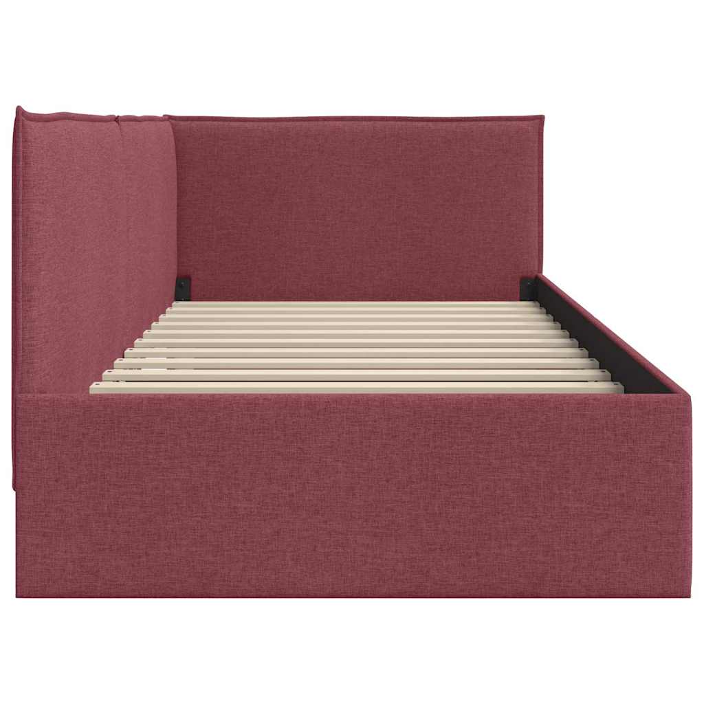 Hoekbedframe met hoofdeinde Wijnrood 90 x 200 cm Stof is nu te koop bij PeponiXL, paradijselijk wonen!