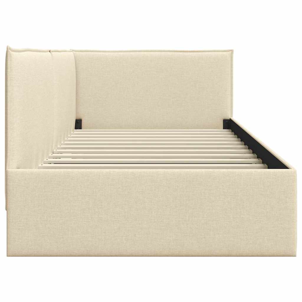 Hoekbedframe met hoofdeinde Crème 90 x 200 cm Stof is nu te koop bij PeponiXL, paradijselijk wonen!