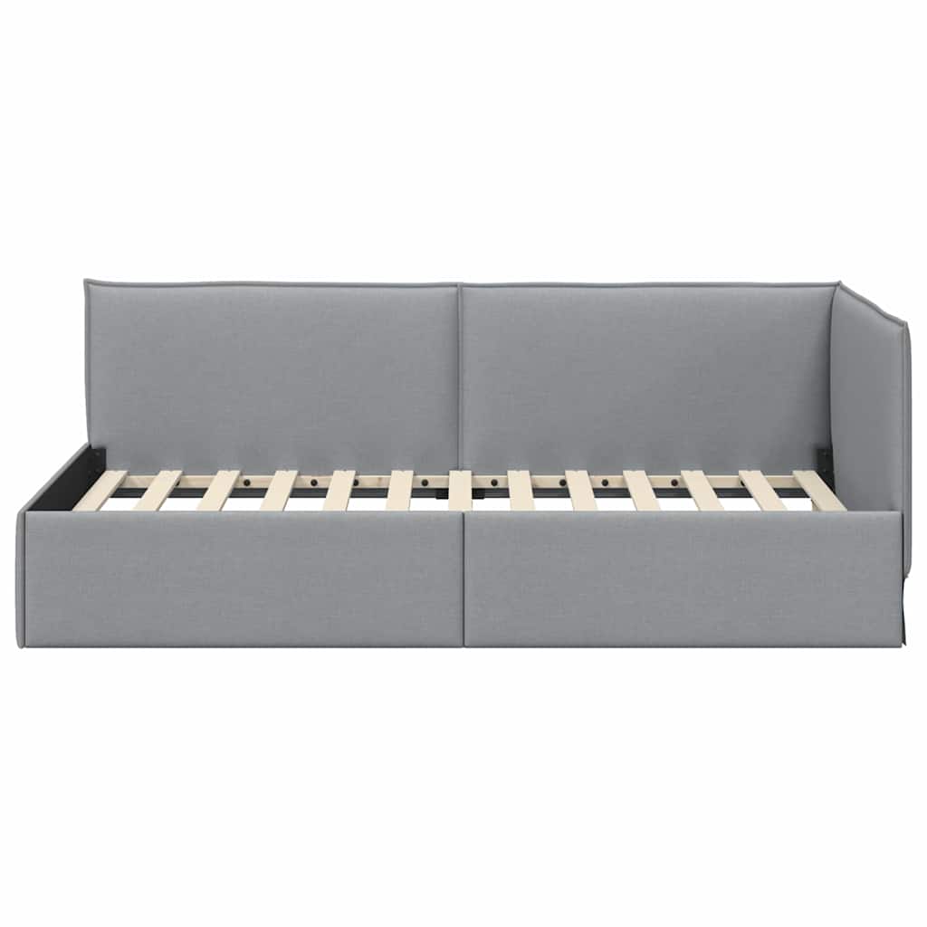Hoekbedframe met hoofdeinde Lichtgrijs 100 x 200 cm Stof is nu te koop bij PeponiXL, paradijselijk wonen!