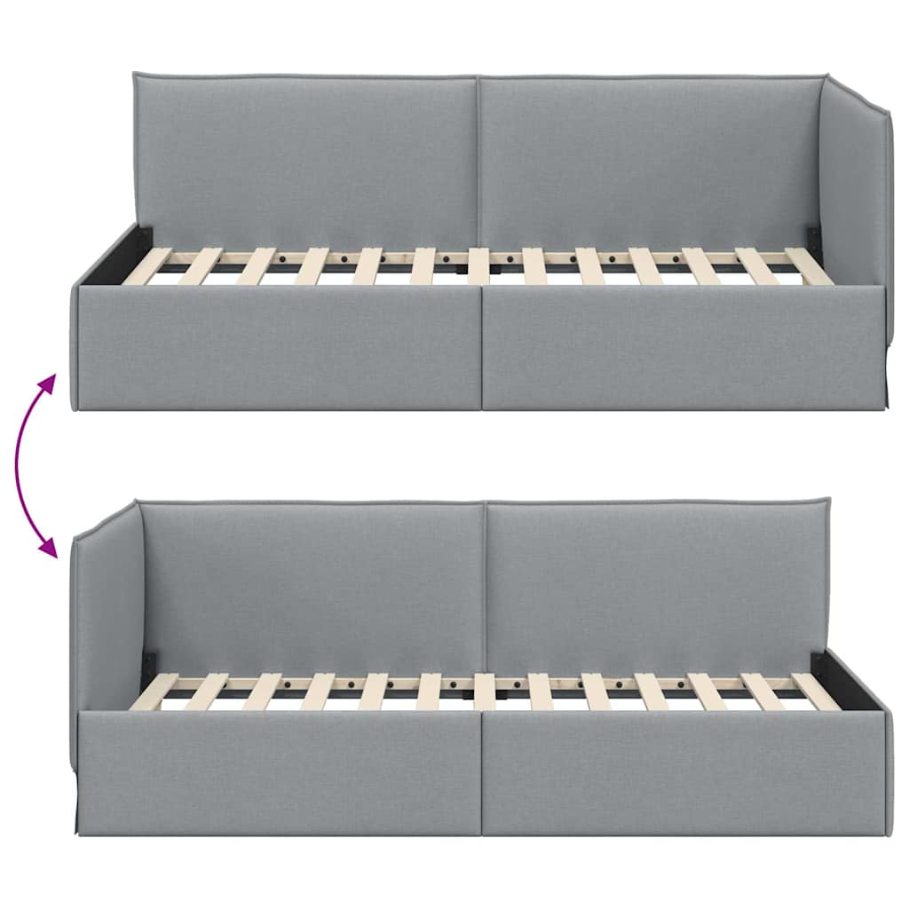 Hoekbedframe met hoofdeinde Lichtgrijs 100 x 200 cm Stof is nu te koop bij PeponiXL, paradijselijk wonen!
