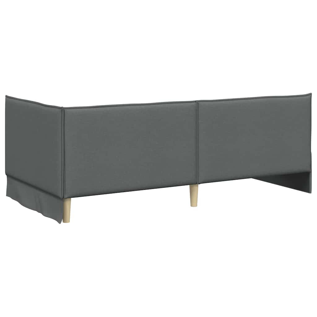 Hoekbedframe met hoofdeinde Donkergrijs 100 x 200 cm Stof is nu te koop bij PeponiXL, paradijselijk wonen!