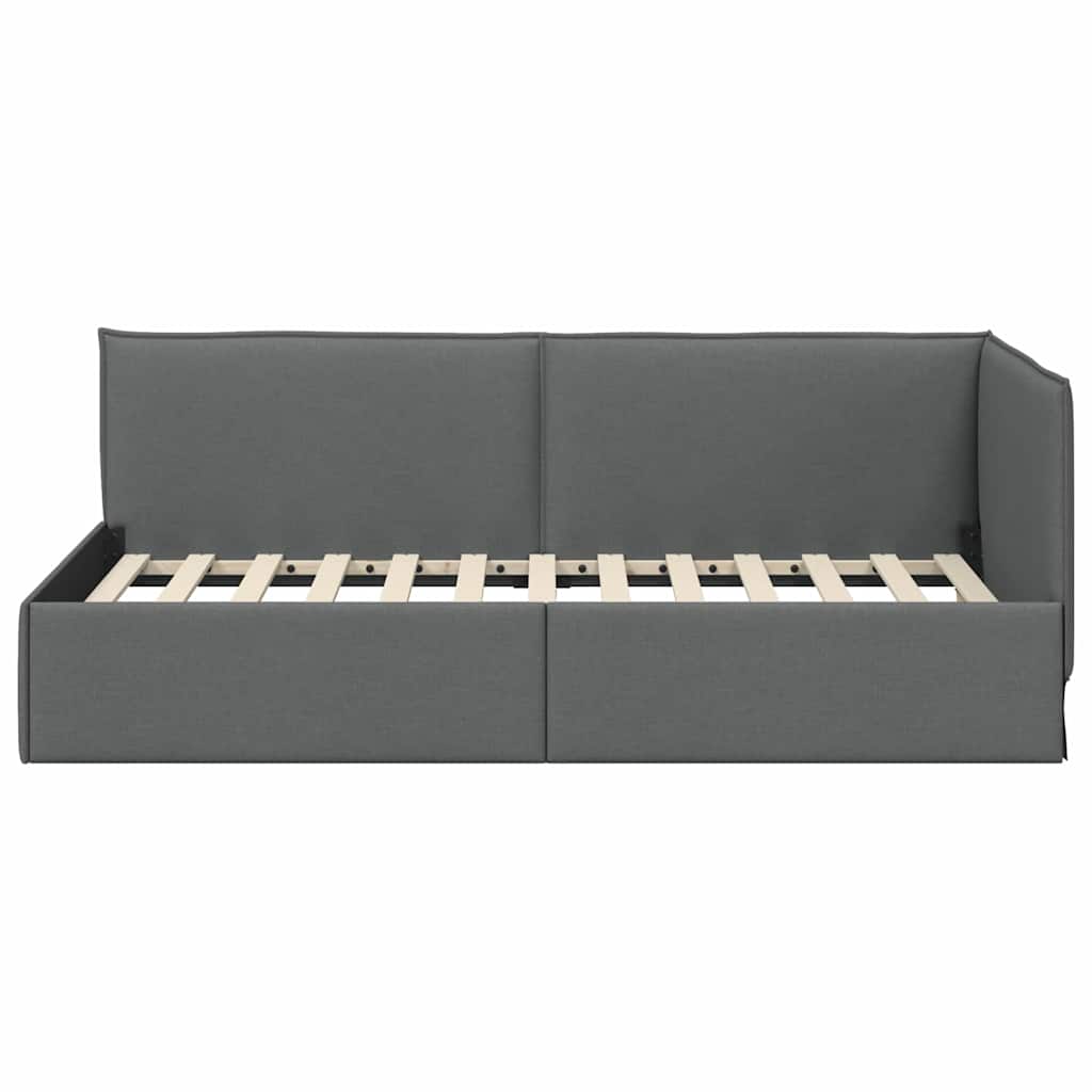 Hoekbedframe met hoofdeinde Donkergrijs 100 x 200 cm Stof is nu te koop bij PeponiXL, paradijselijk wonen!