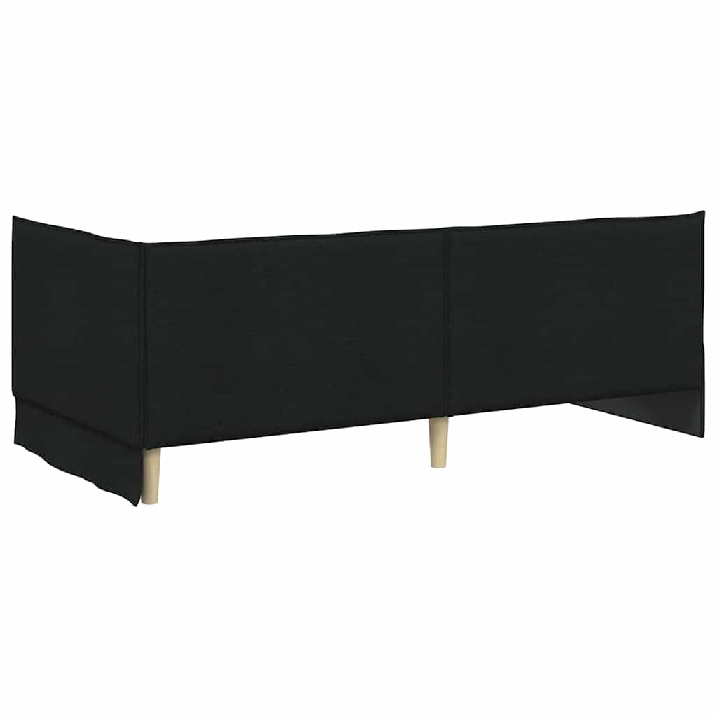 Hoekbedframe met hoofdeinde Zwart 100 x 200 cm Stof is nu te koop bij PeponiXL, paradijselijk wonen!