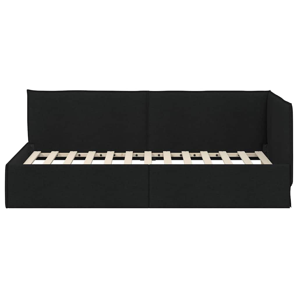 Hoekbedframe met hoofdeinde Zwart 100 x 200 cm Stof is nu te koop bij PeponiXL, paradijselijk wonen!