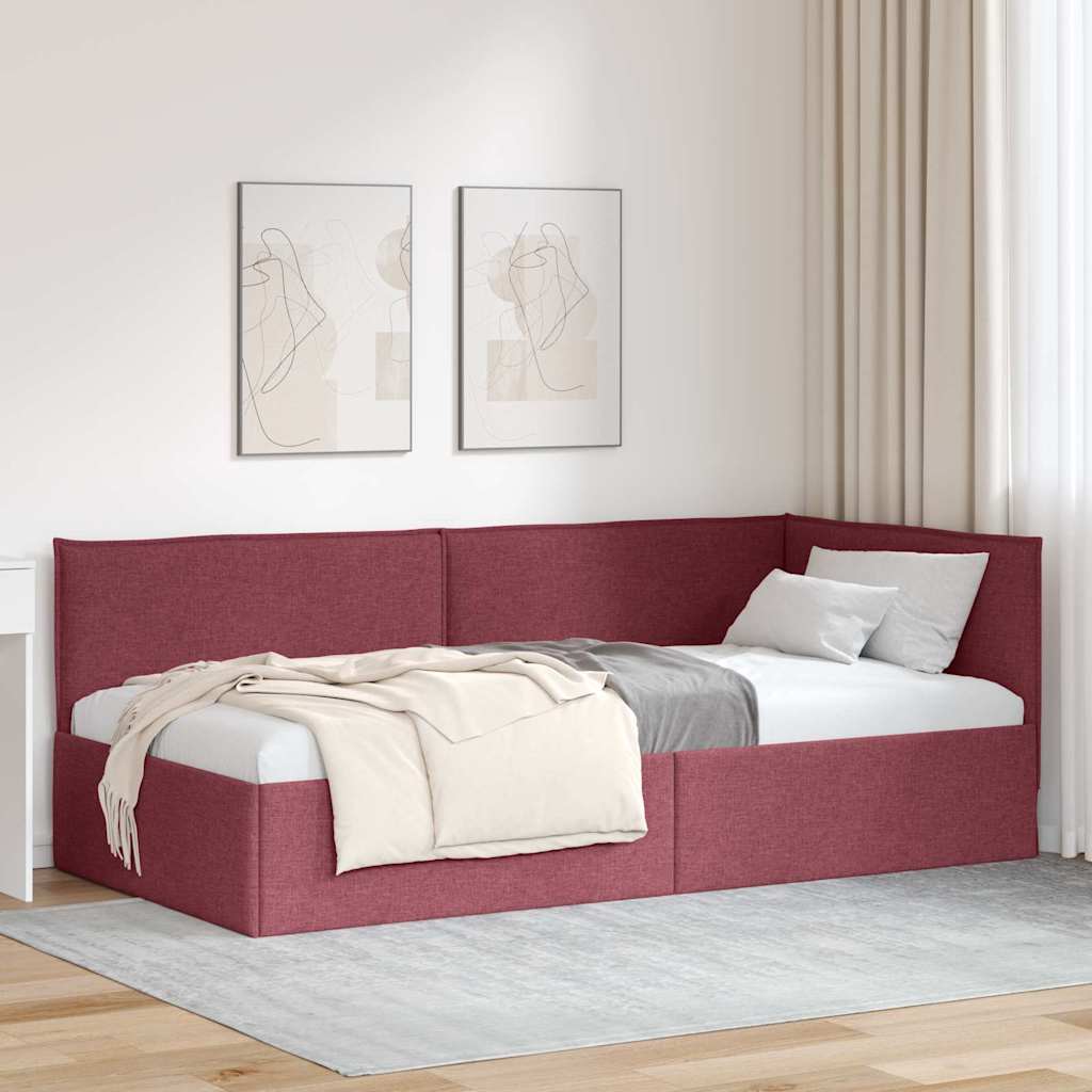 Hoekbedframe met hoofdeinde Wijnrood 100 x 200 cm Stof is nu te koop bij PeponiXL, paradijselijk wonen!