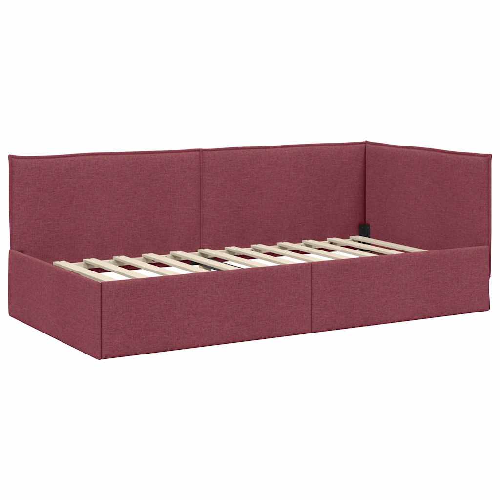 Hoekbedframe met hoofdeinde Wijnrood 100 x 200 cm Stof is nu te koop bij PeponiXL, paradijselijk wonen!