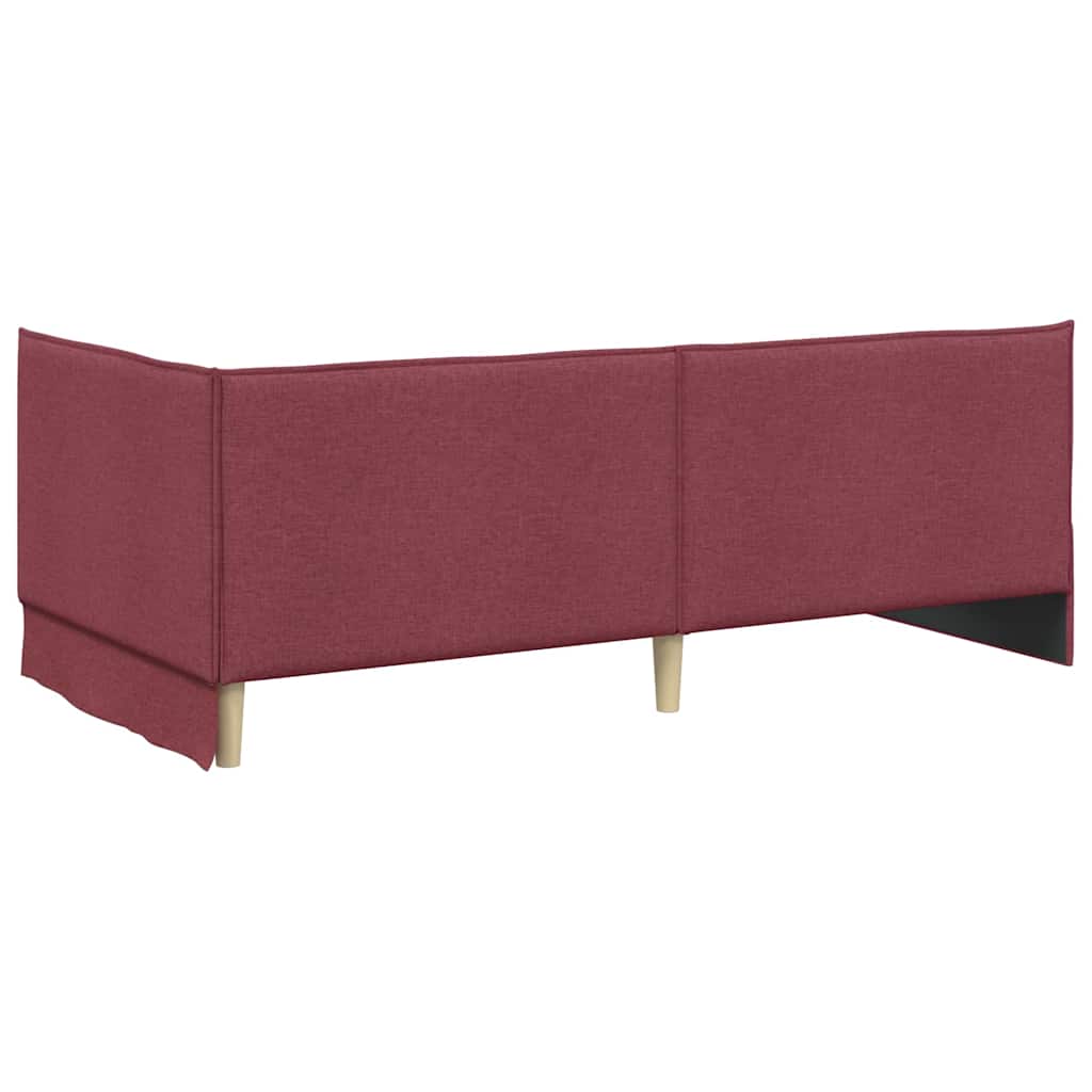 Hoekbedframe met hoofdeinde Wijnrood 100 x 200 cm Stof is nu te koop bij PeponiXL, paradijselijk wonen!
