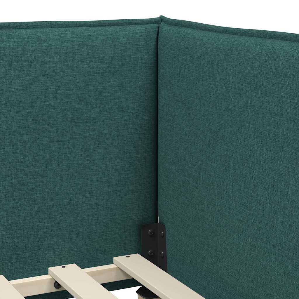 Hoekbedframe met hoofdeinde Donkergroen 100 x 200 cm Stof is nu te koop bij PeponiXL, paradijselijk wonen!