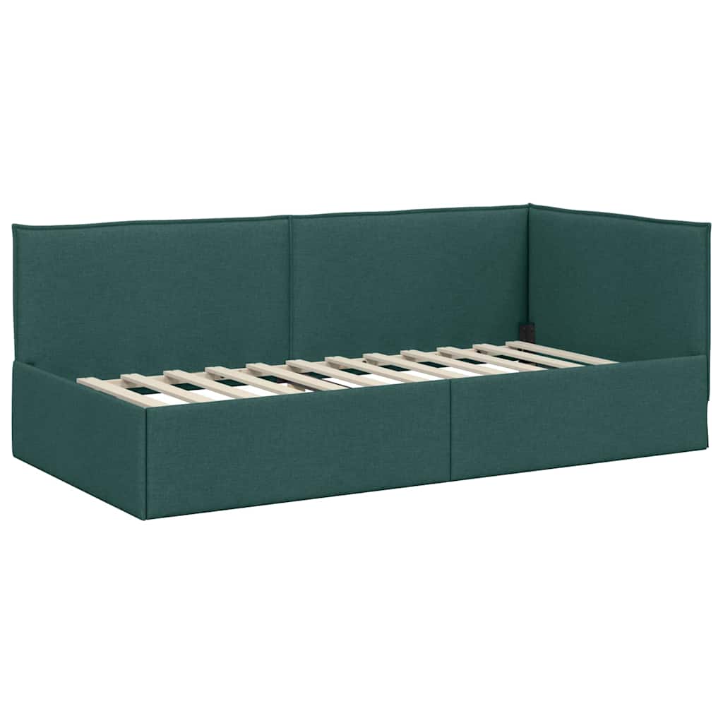 Hoekbedframe met hoofdeinde Donkergroen 100 x 200 cm Stof is nu te koop bij PeponiXL, paradijselijk wonen!