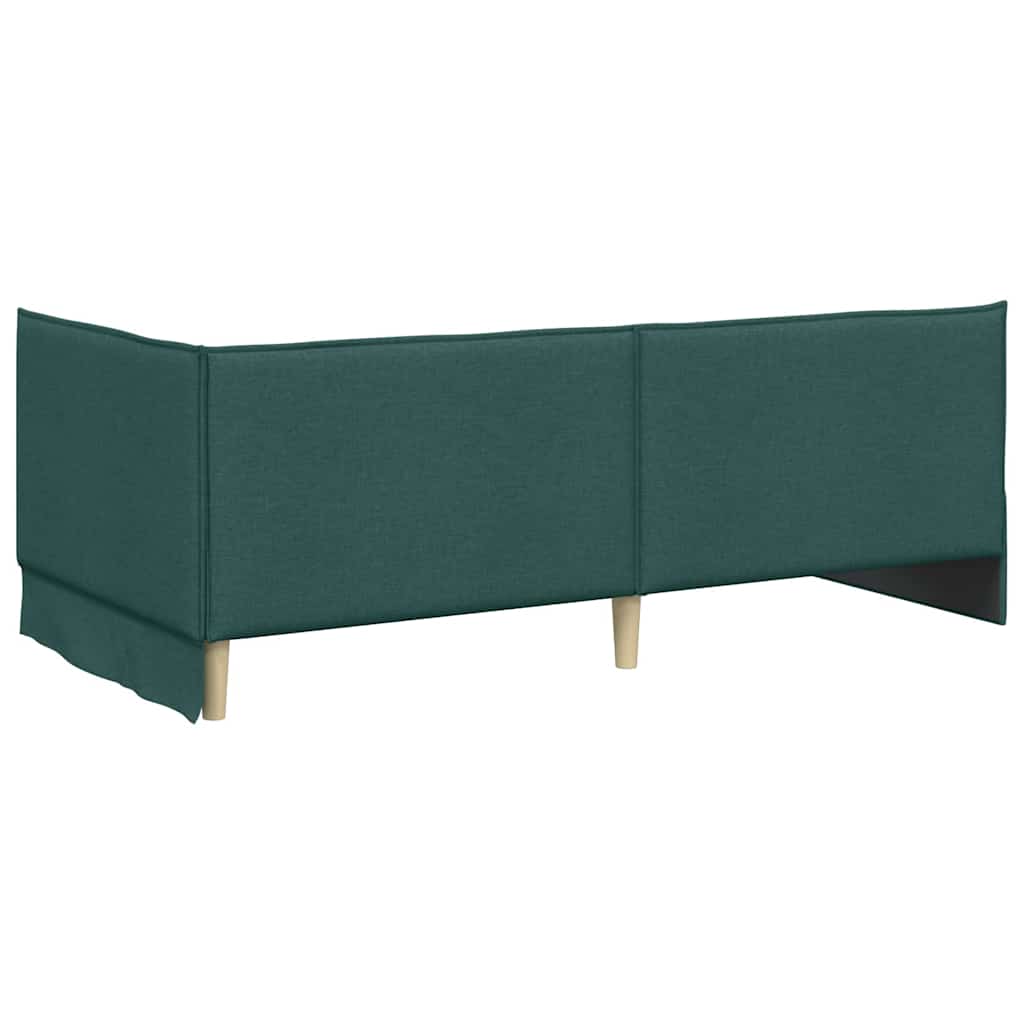Hoekbedframe met hoofdeinde Donkergroen 100 x 200 cm Stof is nu te koop bij PeponiXL, paradijselijk wonen!