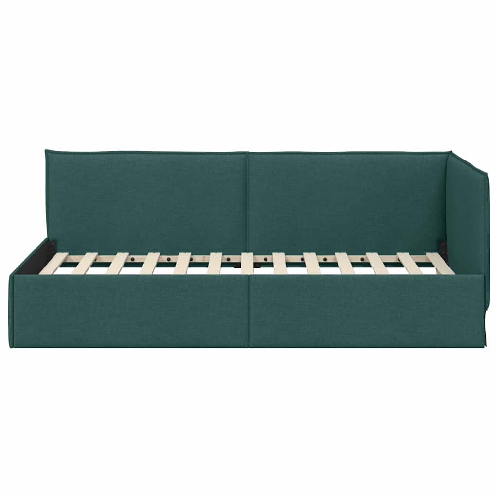 Hoekbedframe met hoofdeinde Donkergroen 100 x 200 cm Stof is nu te koop bij PeponiXL, paradijselijk wonen!