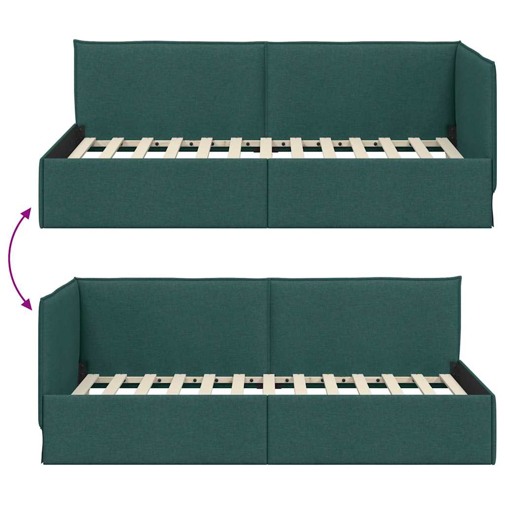 Hoekbedframe met hoofdeinde Donkergroen 100 x 200 cm Stof is nu te koop bij PeponiXL, paradijselijk wonen!