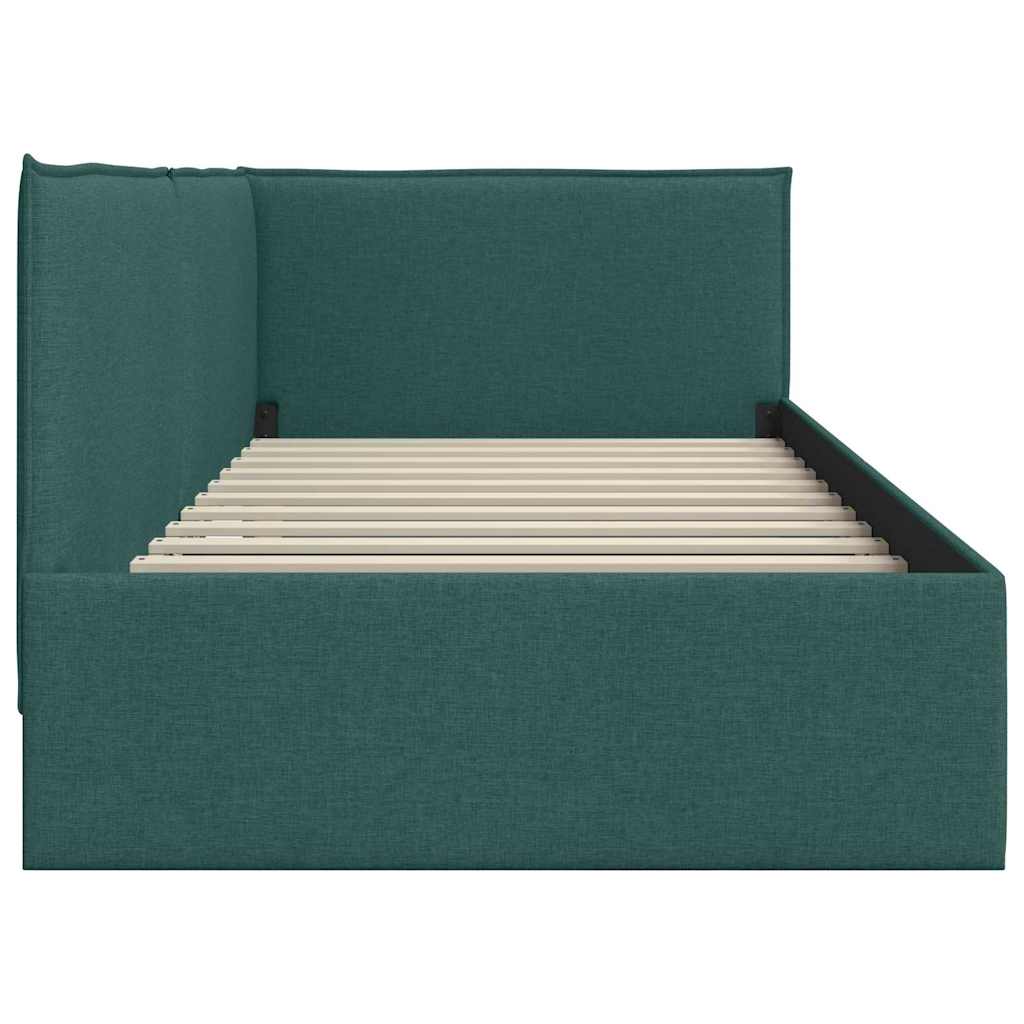 Hoekbedframe met hoofdeinde Donkergroen 100 x 200 cm Stof is nu te koop bij PeponiXL, paradijselijk wonen!