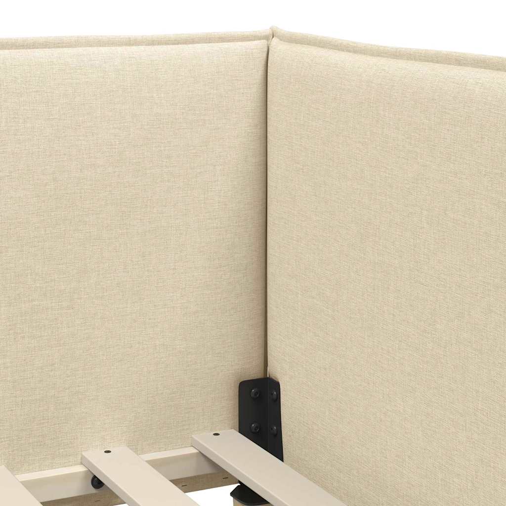 Hoekbedframe met hoofdeinde Crème 100 x 200 cm Stof is nu te koop bij PeponiXL, paradijselijk wonen!