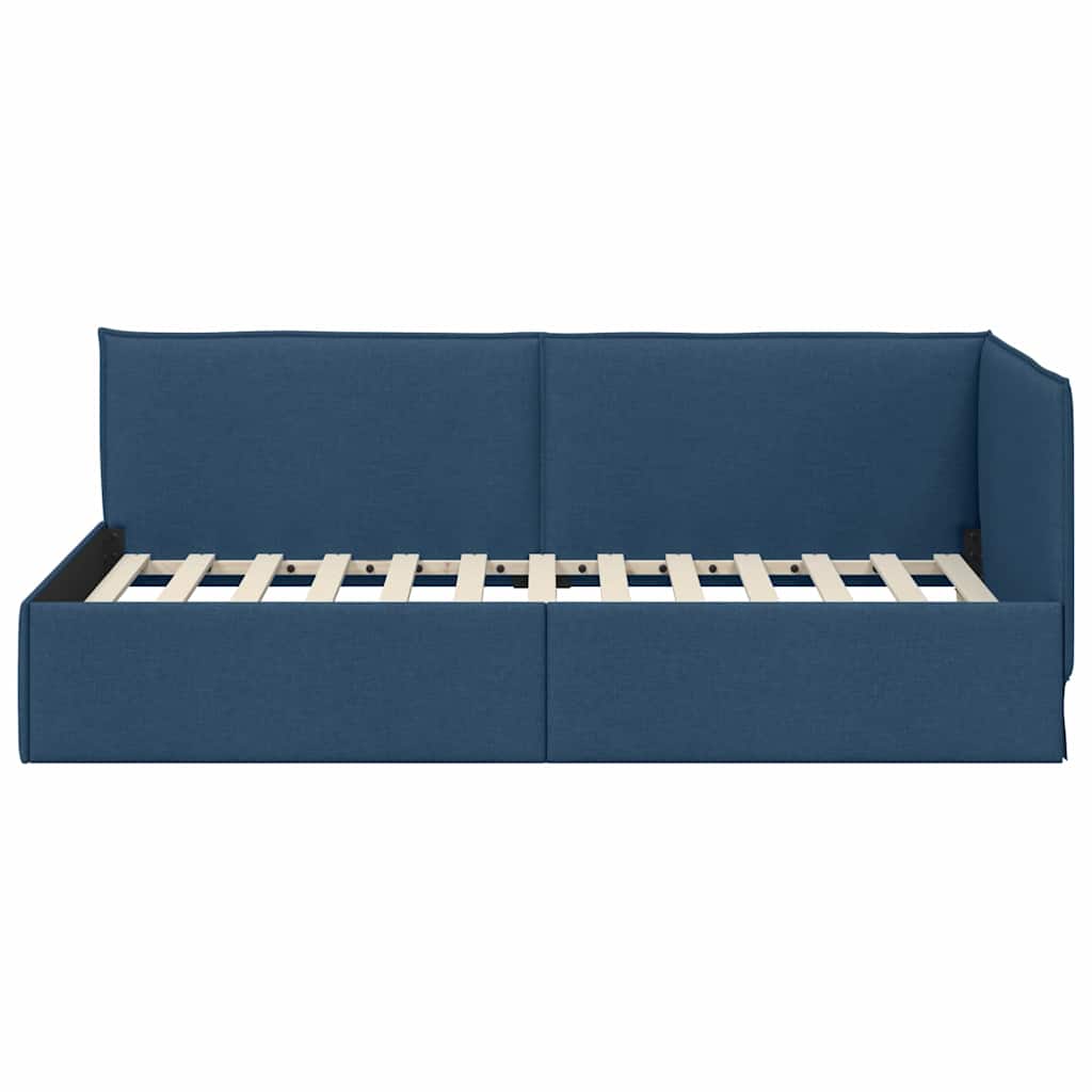 Hoekbedframe met hoofdeinde Blauw 100 x 200 cm Stof is nu te koop bij PeponiXL, paradijselijk wonen!