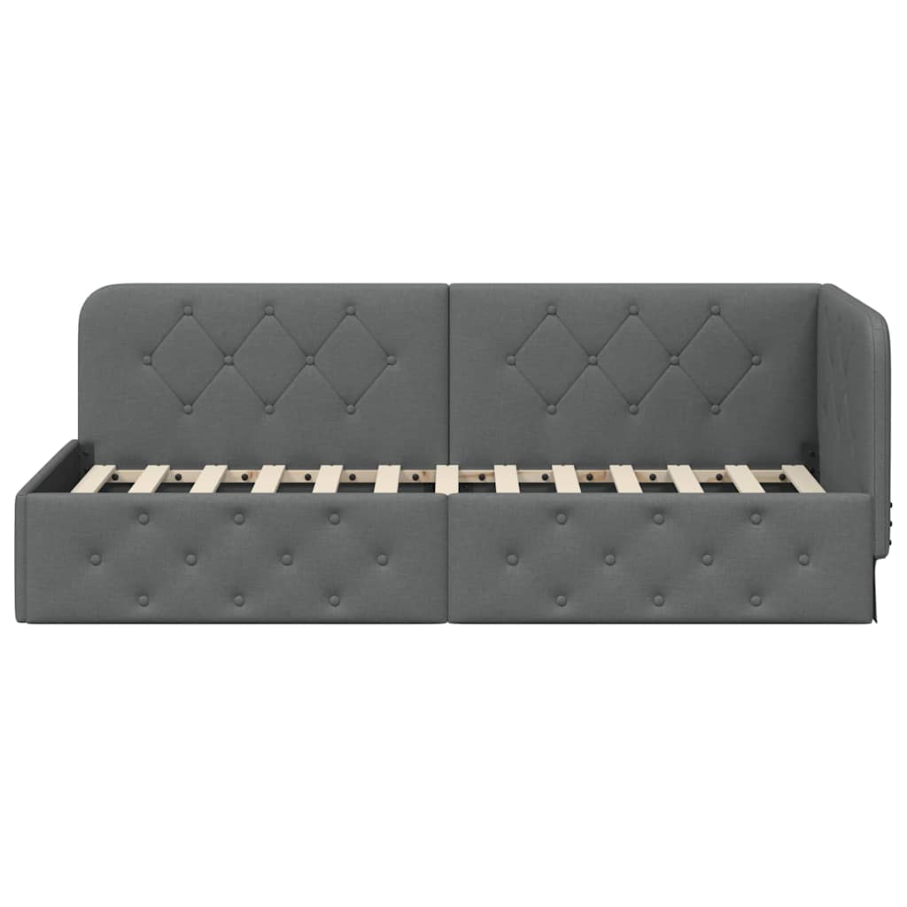 Hoekbedframe Donkergrijs 80 x 200 cm Stof is nu te koop bij PeponiXL, paradijselijk wonen!