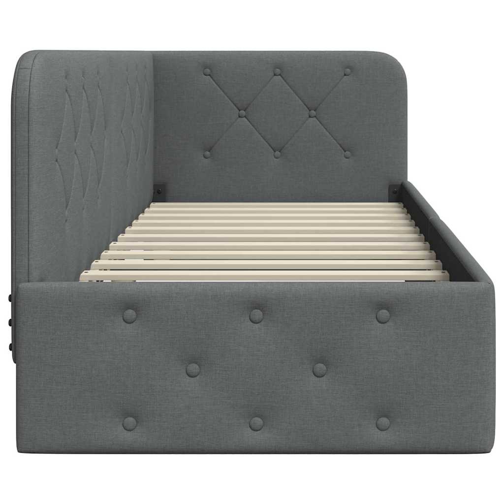 Hoekbedframe Donkergrijs 80 x 200 cm Stof is nu te koop bij PeponiXL, paradijselijk wonen!