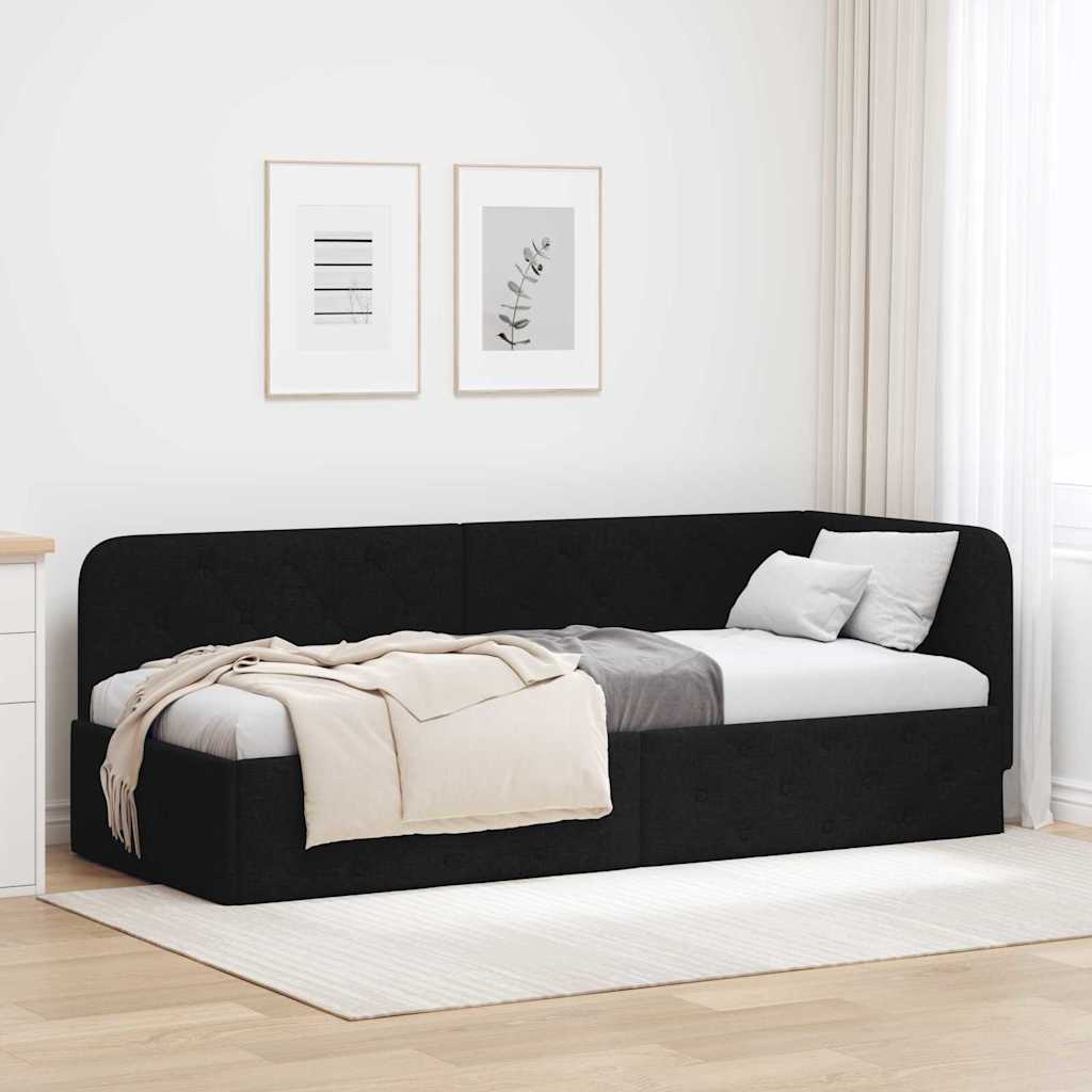 Hoekbedframe Zwart 80 x 200 cm Stof is nu te koop bij PeponiXL, paradijselijk wonen!