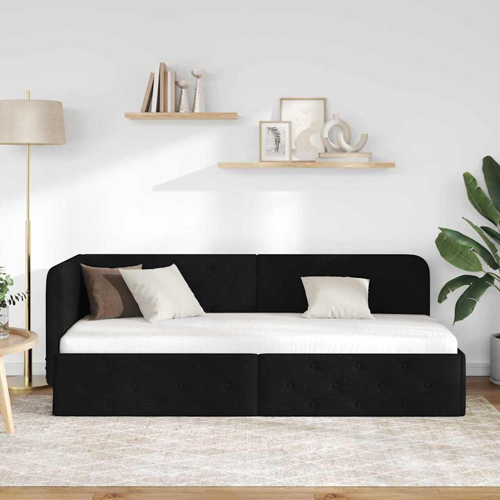 Hoekbedframe Zwart 80 x 200 cm Stof is nu te koop bij PeponiXL, paradijselijk wonen!