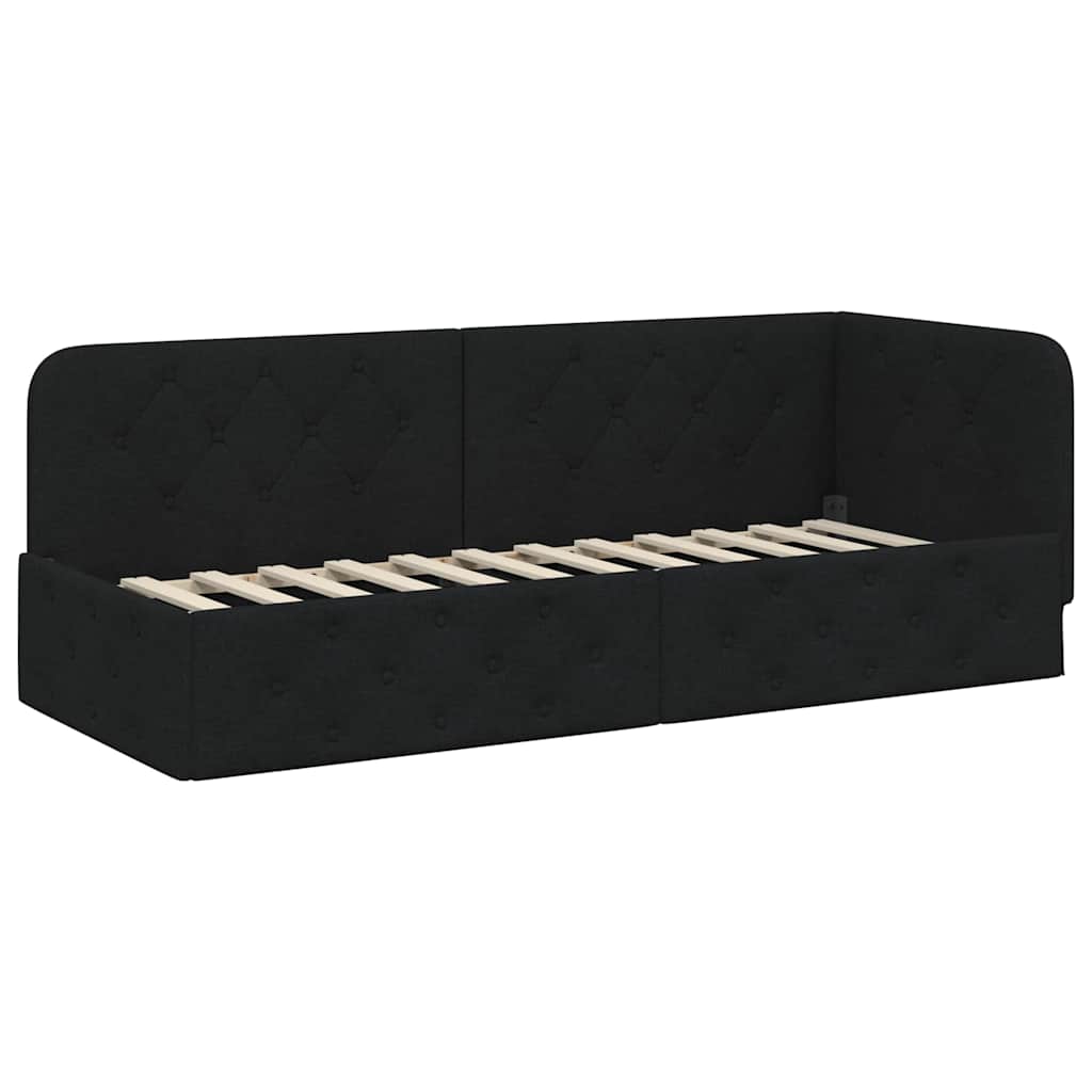 Hoekbedframe Zwart 80 x 200 cm Stof is nu te koop bij PeponiXL, paradijselijk wonen!