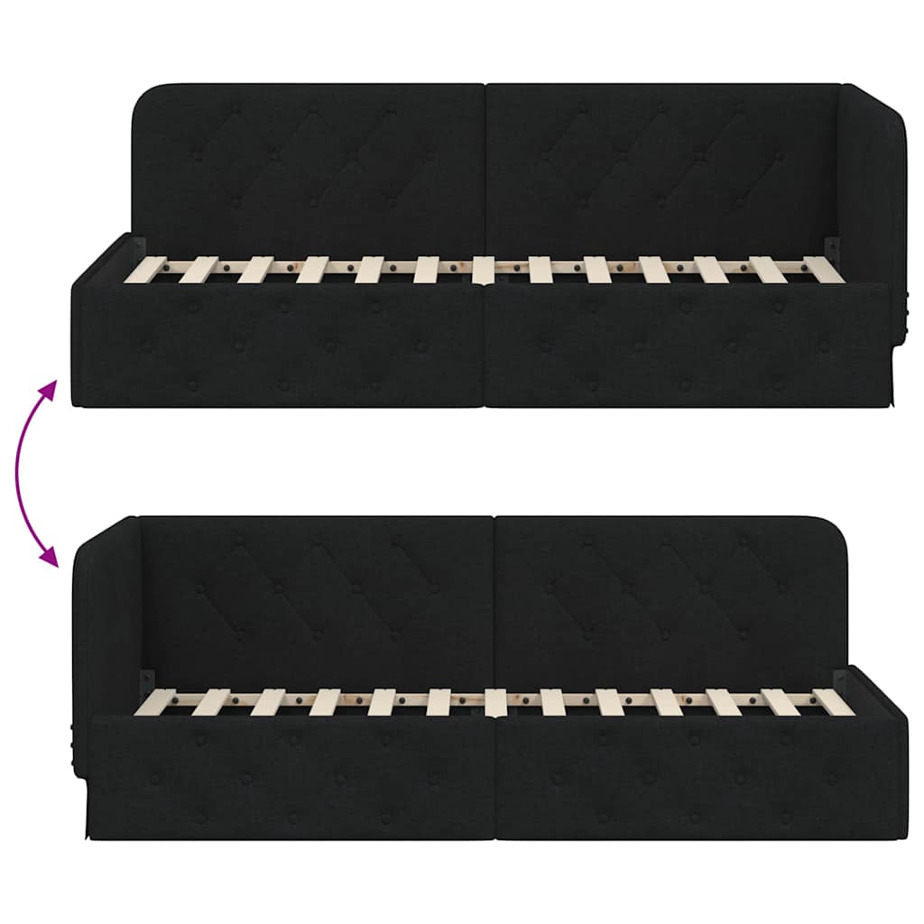 Hoekbedframe Zwart 80 x 200 cm Stof is nu te koop bij PeponiXL, paradijselijk wonen!
